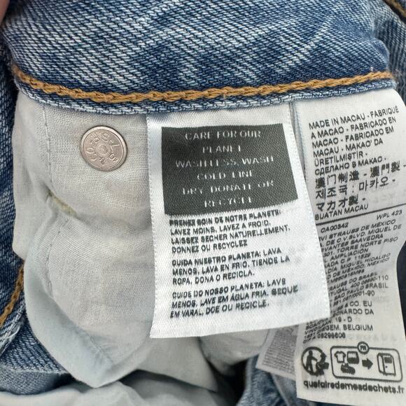 Levi's Ribcage Ankle Straight Premium Distressed Light Wash Jeans Size 30 - Picture 9 of 13